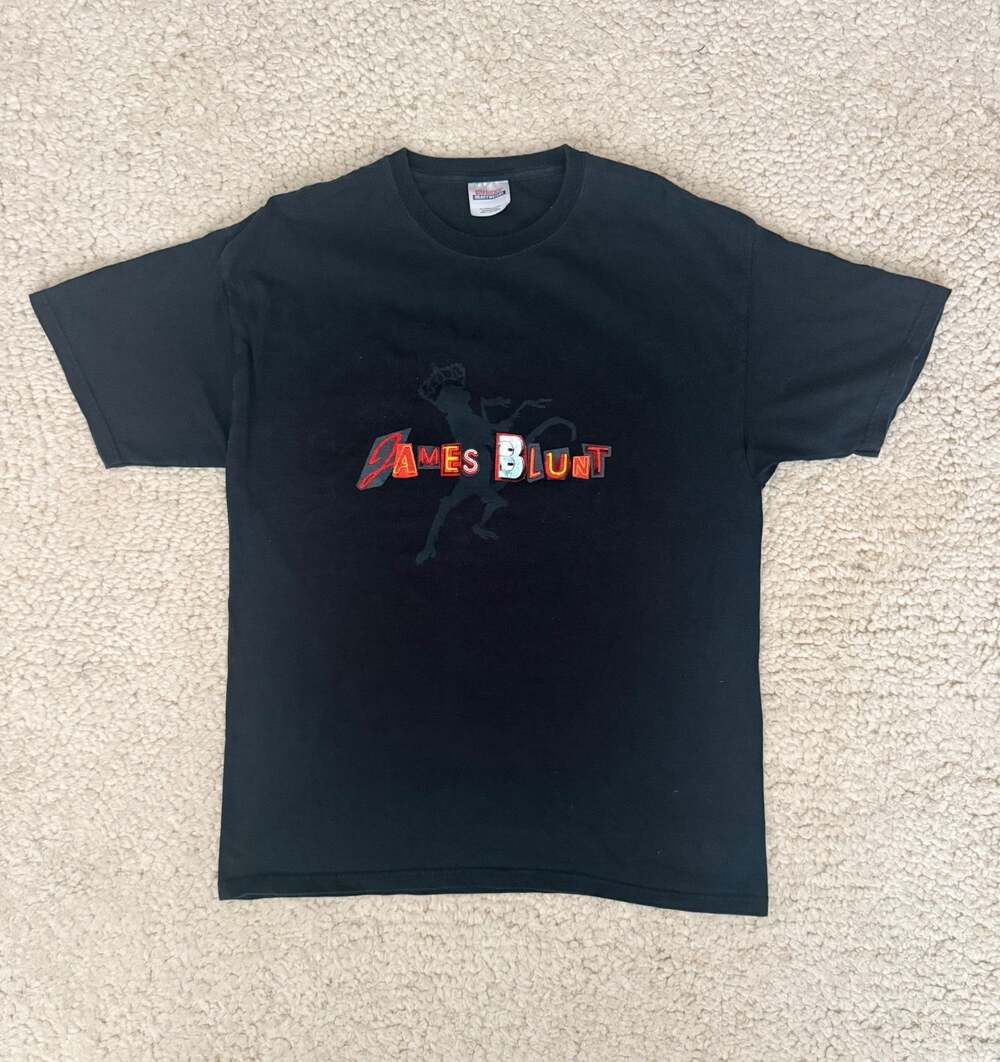 James Blunt All The Lost Souls 2007 T Shirt Large Hanes Y2K Black Band Tee